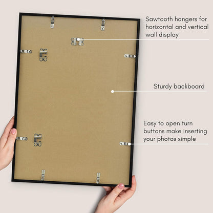 Americanflat 24x36 Poster Frame with Polished Plexiglass - Streamline Collection - Thin Border Picture Frame for Wall Display - Hanging Hardware Included - Black - Colors A