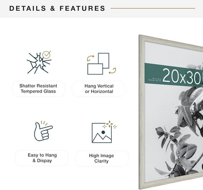MCS Studio Gallery 16x24 Poster Frame Black Woodgrain Engineered Wood, Vertical & Horizontal Wall Hanging Large Picture Frame for Photos, Posters & Art Prints (1-Pack)
