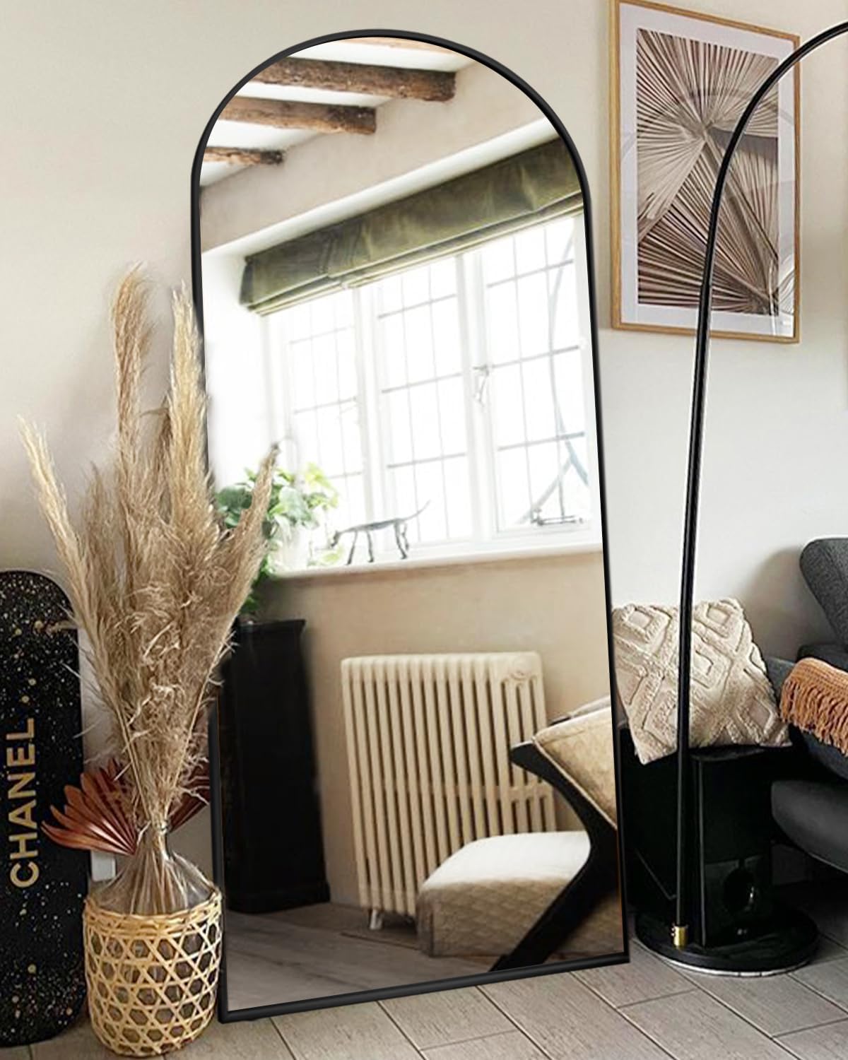ITSRG Floor Mirror, Full Length Mirror with Stand, Arched Wall Mirror, Gold Floor Mirror Freestanding, Wall Mounted Mirror for Bedroom Living Room, Gold