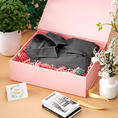 PSHVYM Gift Boxes with Lids, 11.5x7.8x3 In Forest Green Gift Box for Presents Magnetic Closure for T-Shirts, Gloves, Scarves, Books, Baby Clothes, Robes Clothing Gift Wrap, Contains Card, Ribbon