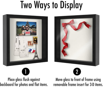 Americanflat 12x16 Shadow Box Frame with Polished Plexiglass - Silhouette Collection - Large Shadow Box Display Case for Tabletop and Wall Display - Black with Soft Felt Back