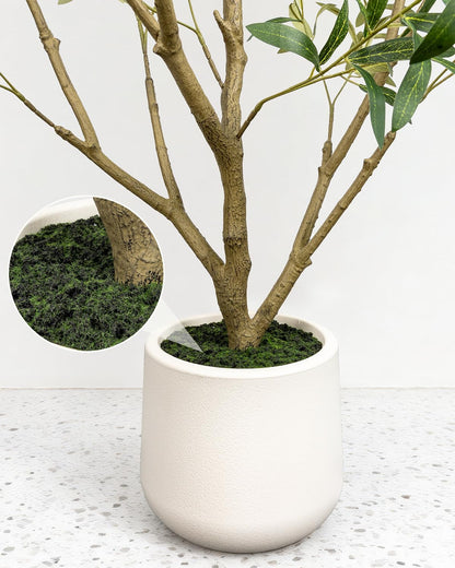 Artificial Olive Tree 6FT - Tall Faux Olive Trees Indoor with Planter&Cotton Basket, Large Fake Olive Plants Realistic Branches Natural Wood Trunk and Fruits for Home House Office Decor