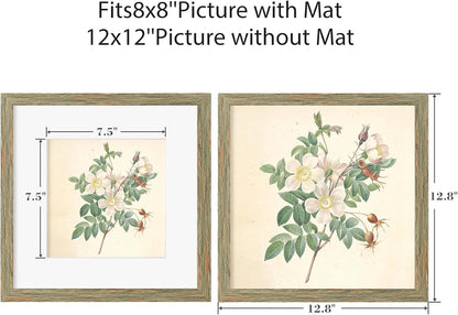 12x12 Picture Frame Set of 9, Display Pictures 8x8 with Mat or 12x12 without Mat, Multi Collage Gallery Square Photo Frames for Wall or Tabletop, Black