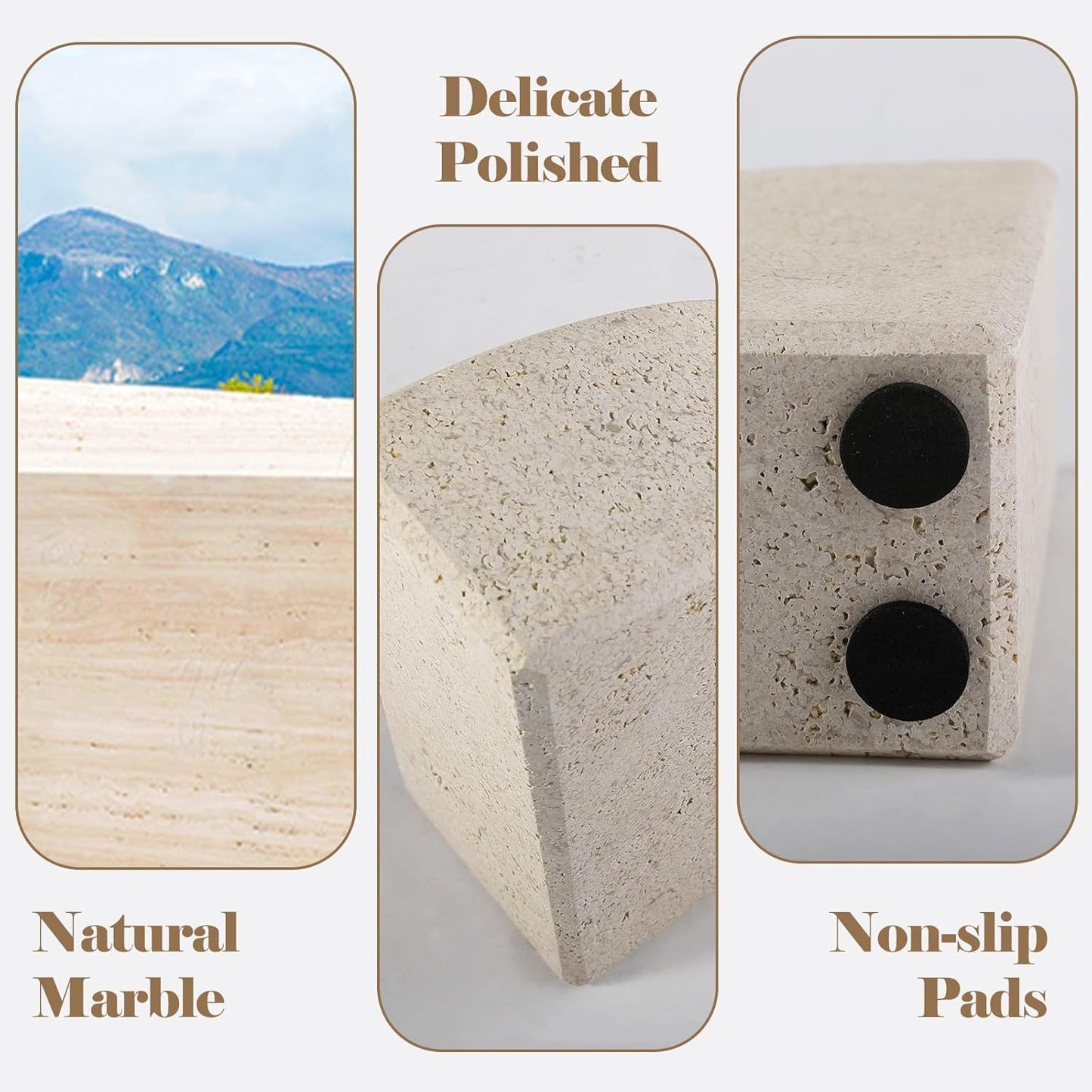 Karibiber Travertine Bookends for Heavy Books, Marble Decorative Bookends for Shelves, Heavy-Duty Stone Book Ends for Hardback Book & Cookbooks, Unique Book Stopper & Holder, Travertino Italy