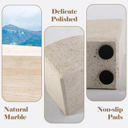 Karibiber Travertine Bookends for Heavy Books, Marble Decorative Bookends for Shelves, Heavy-Duty Stone Book Ends for Hardback Book & Cookbooks, Unique Book Stopper & Holder, Travertino Italy