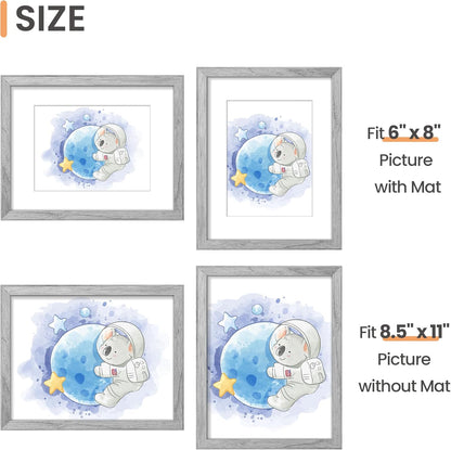 upsimples 8x10 Picture Frame, Display Pictures 5x7 with Mat or 8x10 Without Mat, Wall Hanging Photo Frame, Black, 1 Pack - Colors B