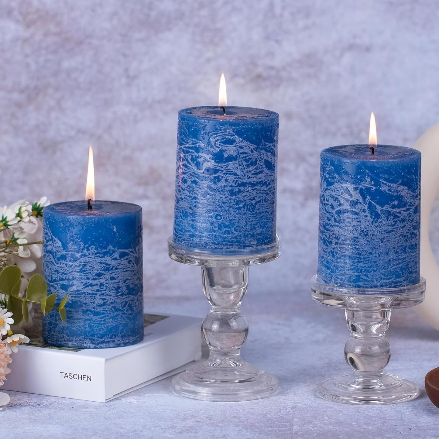 KONNI Coffee Layered Pillar Candles Set of 3, 3"x 4" Unscented Pillar Candles Bulk, 39 Hours Long Burning Candles, Smokeless&Dripless Round Candle for Wedding, Home Decoration, Parties, Spas, Dinner