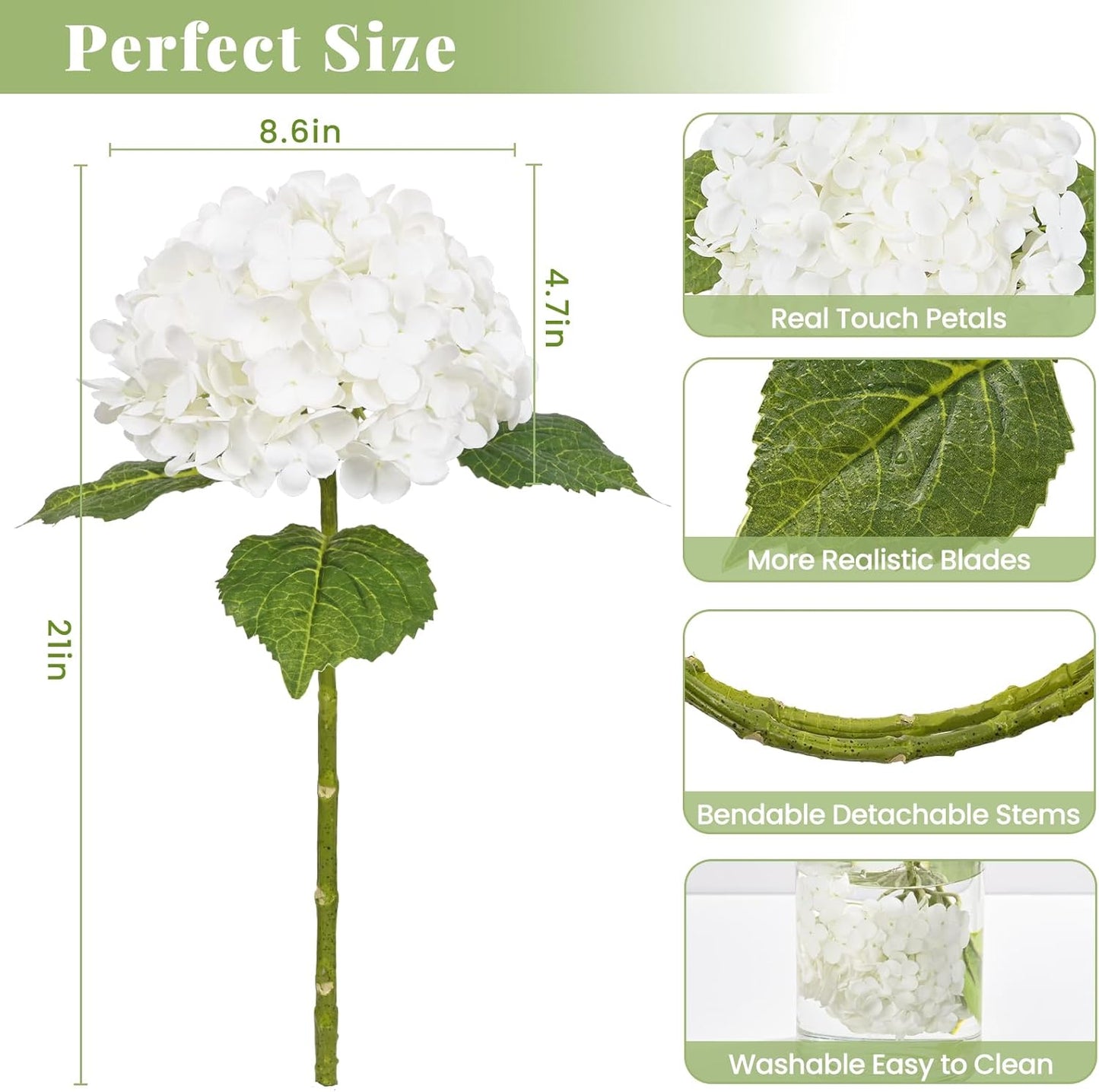MARTINE MALL 3Pcs 21in Hydrangea Artificial Flowers, Latex Real Touch Hydrangeas Lifelike Large Hydrangea Flowers for Home Decor Party Arrangements Wedding Bouquets Centerpieces (Blue)
