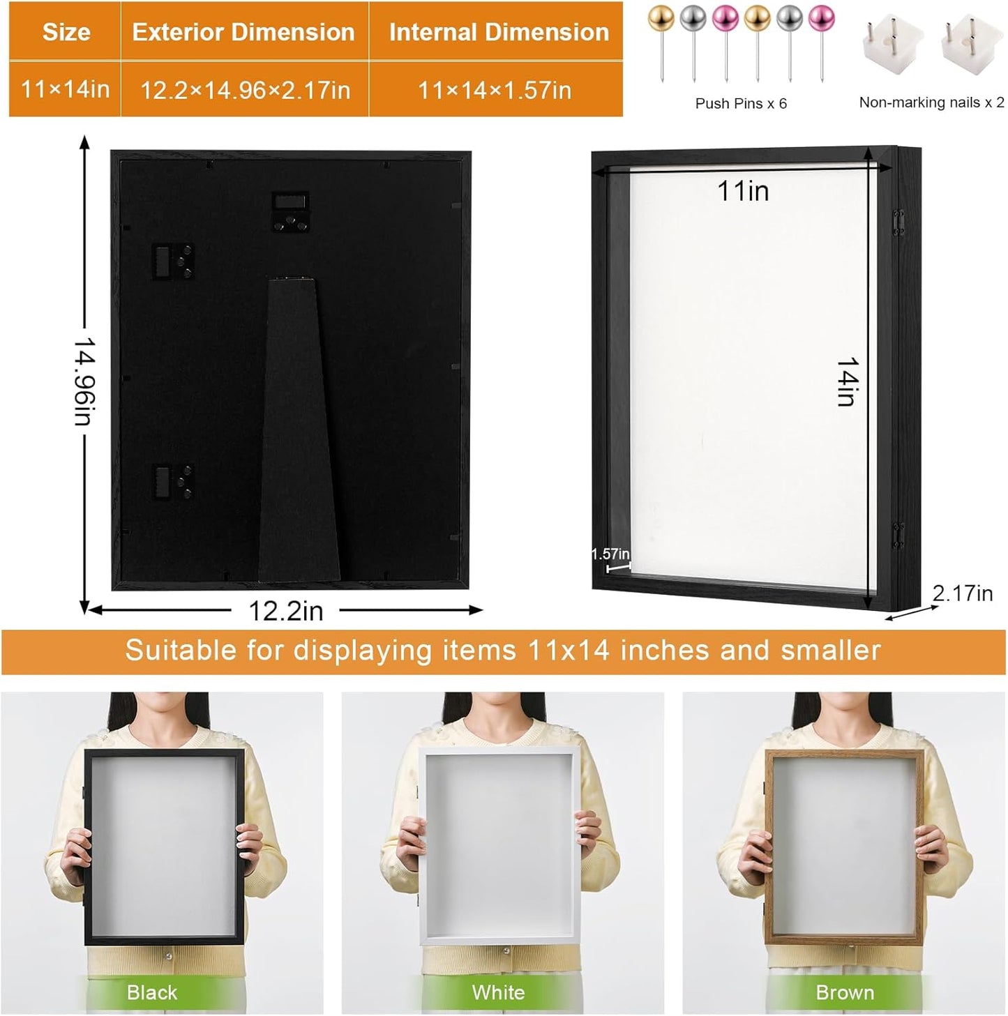 8x10 Deep Shadow Box Picture Frame Display Case with Linen Back and Stand,Real Glass Black Shadow Memory Box Frame 8x10 for Flower Baby Pet Wedding Photo Art Craft Memorial Wall Decor Gift