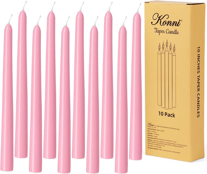 KONNI 0.87×10 Inch Ivory Taper Candles, Unscented and Smokeless Tall Candlesticks, 10 Pack Tapered Candles with Cotton Wicks, Long Burning, Ideal for Weddings, Dinner Parties, and Home Décor