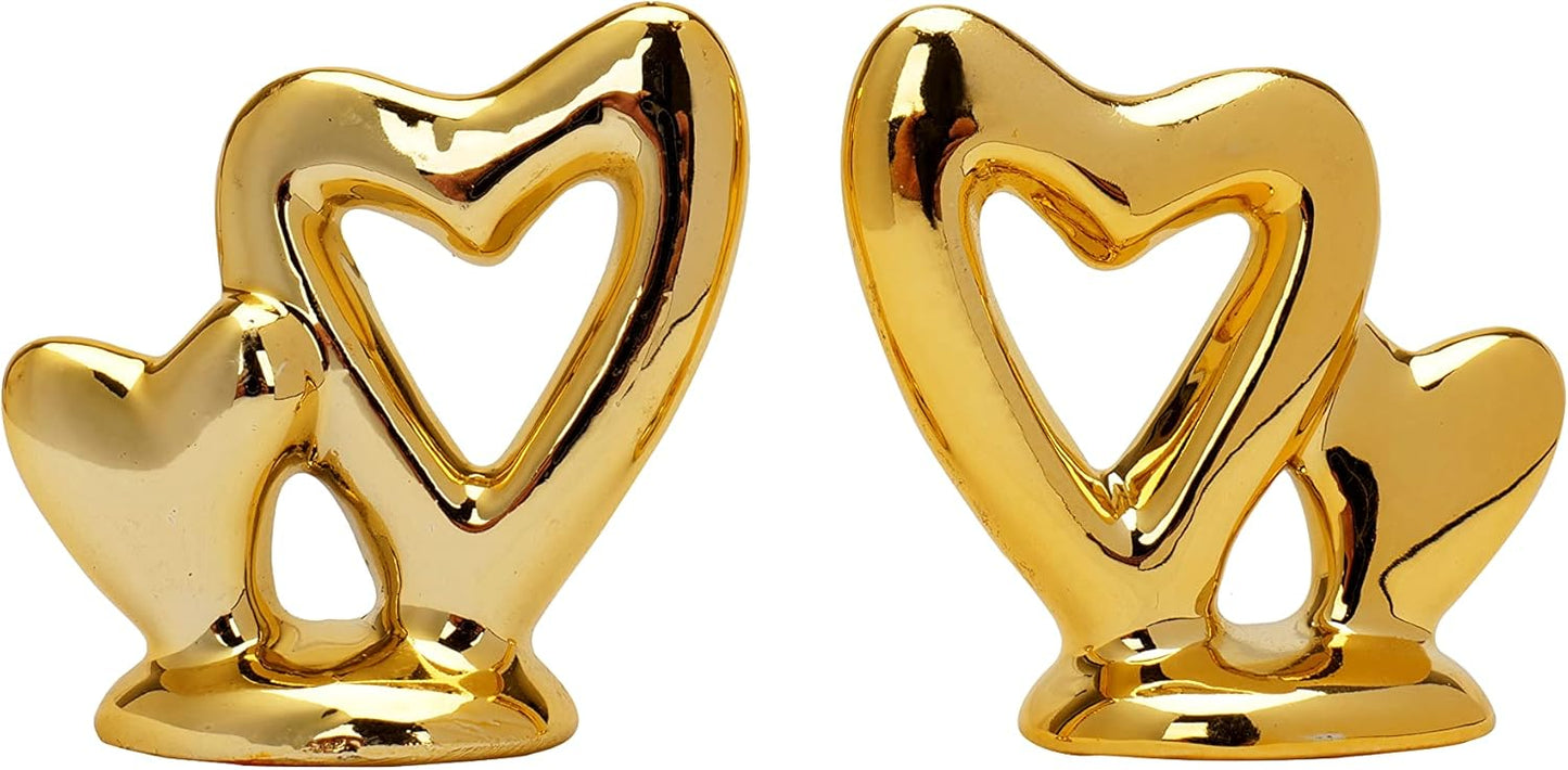 2 Pieces Gold Small Animal Statue Moon Statue Decor Modern Style Ceramic Moon Figurines Statues for Home Decor Accents Living Room Office Table Bookshelf Desk Bedroom Decorative Objects