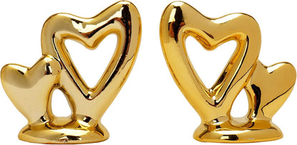 2 Pieces Gold Small Animal Statue Moon Statue Decor Modern Style Ceramic Moon Figurines Statues for Home Decor Accents Living Room Office Table Bookshelf Desk Bedroom Decorative Objects