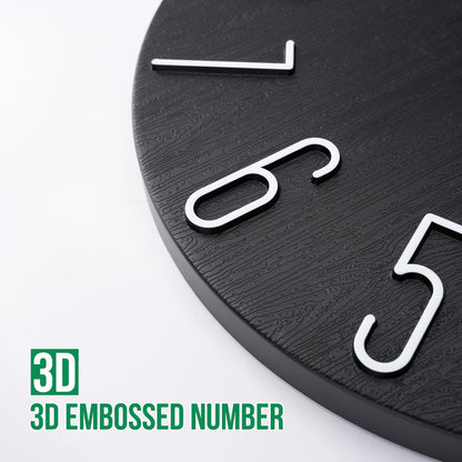 Wall Clock 12 Inch Silent Non-Ticking Imitation Wood Indoor Clock Round White Decor Clock Modern 3D Figures Quartz Wall Clocks for Home, Hotel, Office, School, Bedroom, Living Room, Kitchen
