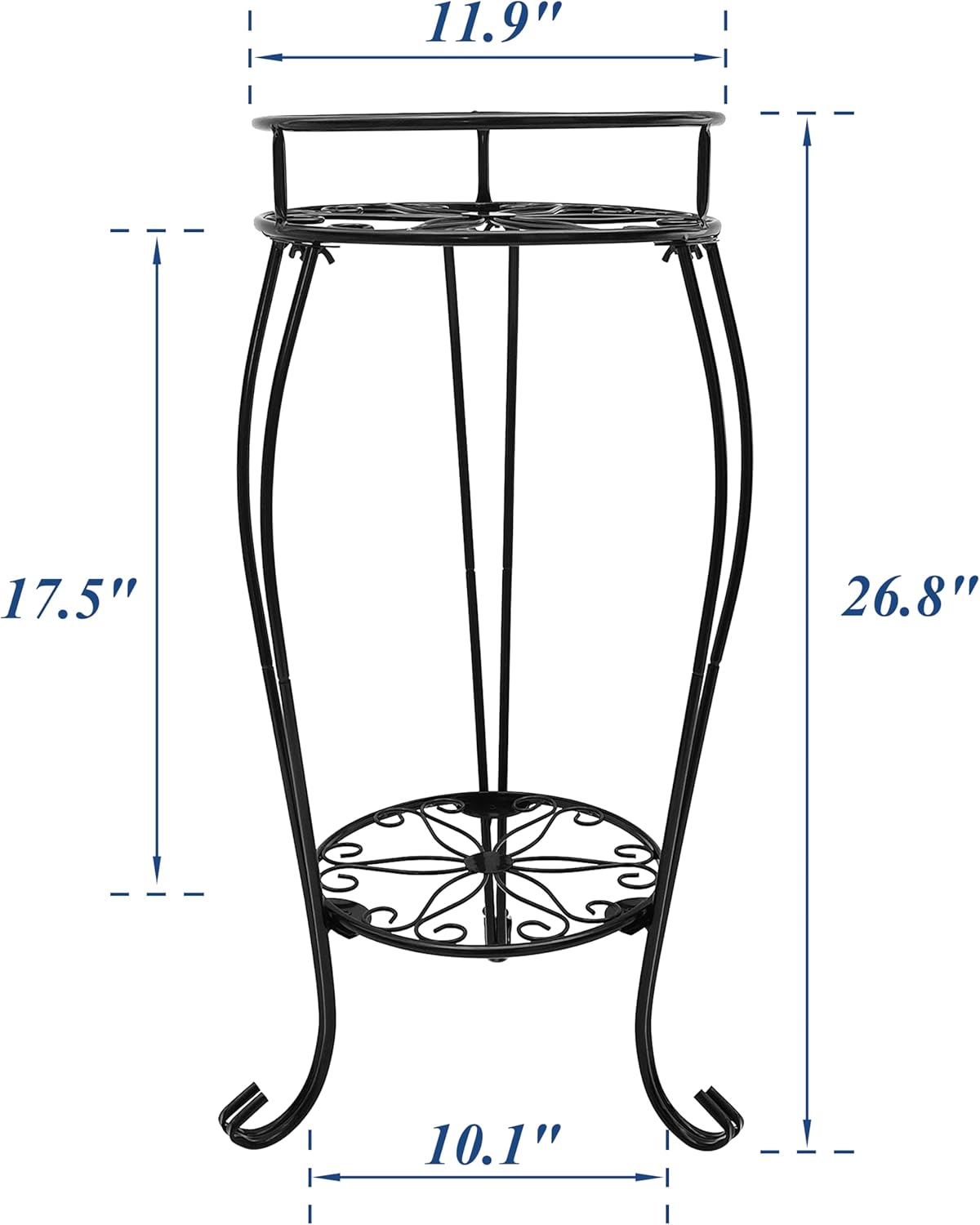 CASIMR 2-Pack Plant Stand, 2 Tier 19.2 inch Tall Metal Potted Holder Rack,Indoor Outdoor Multiple Flower Pot Shelf Rustproof Iron Garden Container for Garden Patio Living Room Corner Balcony, Black
