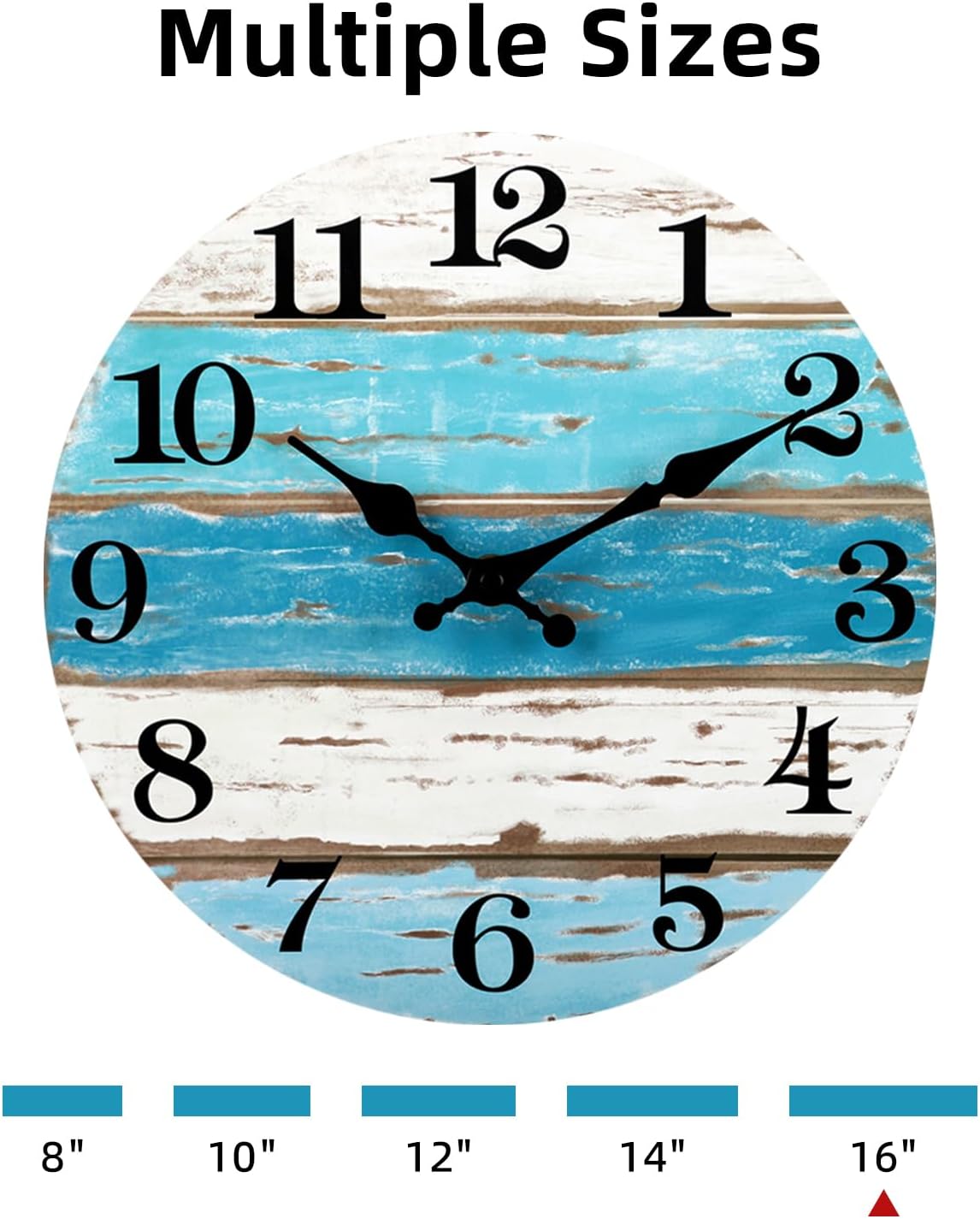 CHYLIN Wall Clock, Silent Non Ticking Battery Operated, Rustic Coastal Country Clock Decorative for Bathroom Kitchen Bedroom 8