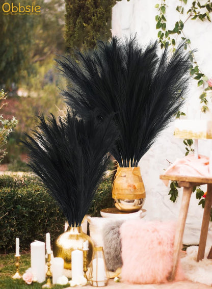 obbsie 50pcs Pink Faux Pampas Grass Decor, 21.6" Short Artificial Floral Branches Vase Filler Flower Arrangement for Home Wedding Boho Outdoor Decor