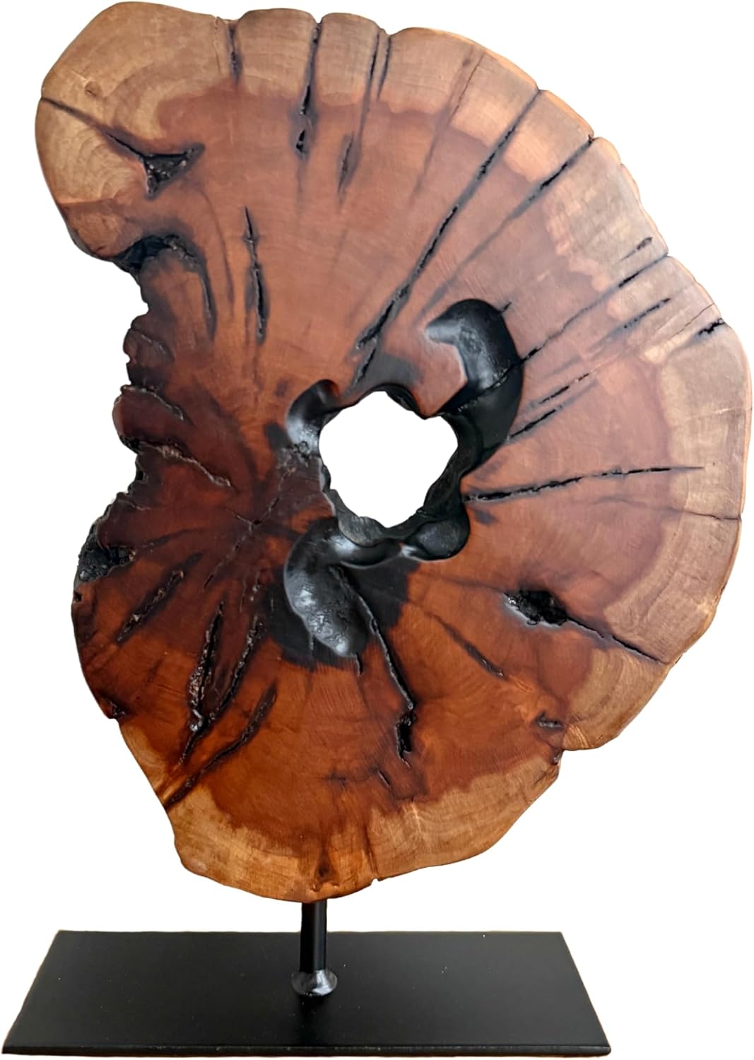 Irregular Handcarved Root Wood Sculpture, Wood Tabletop Abstract Standing Sculpture for Home Decor Natural Edge Tabletop Statue Tree Stump - Small (W7.75in x H11in)