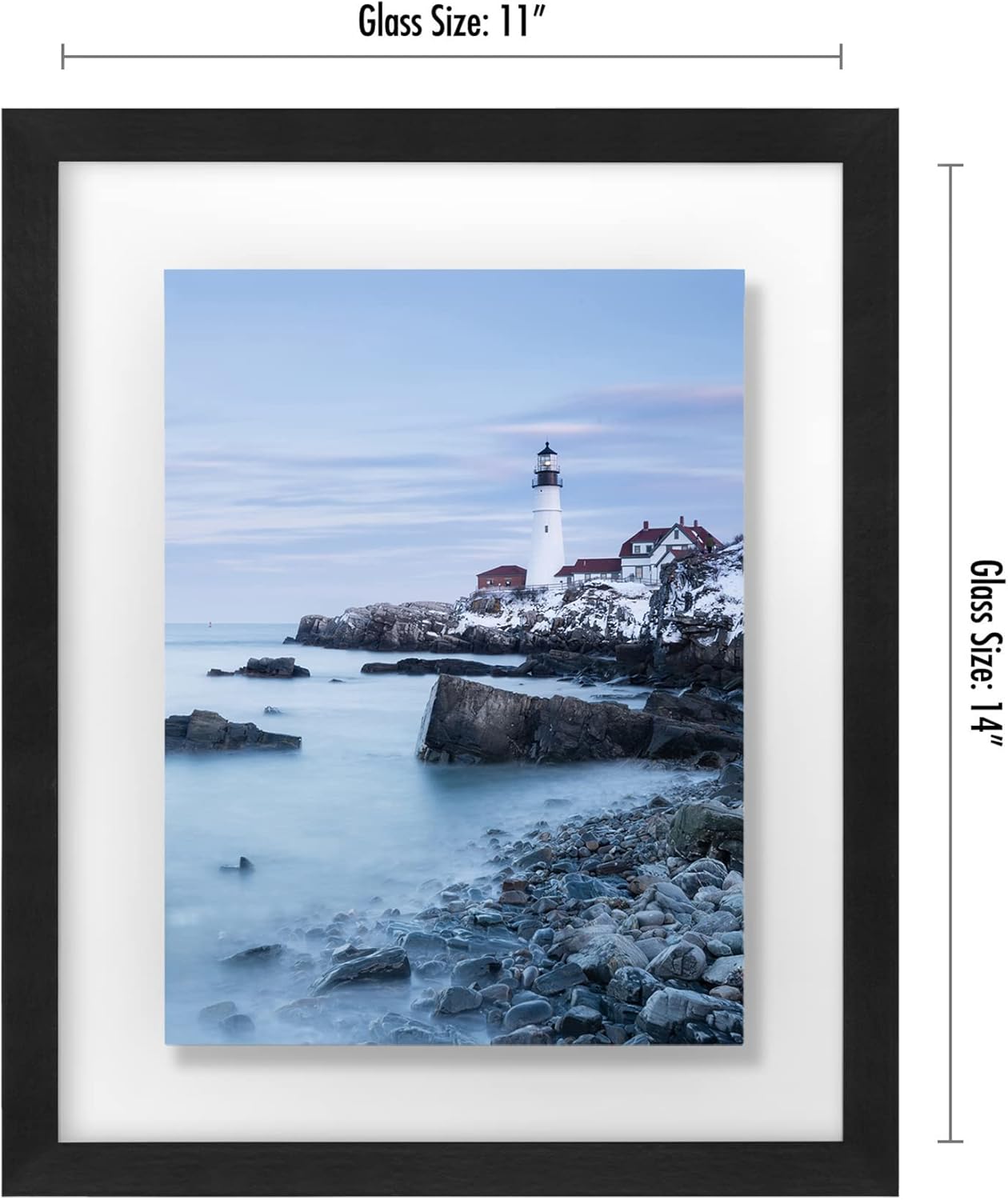 Americanflat 8x10 Floating Picture Frame with Polished Crystal-Clear Glass - Use as 5x7 Picture Frame or Display 4x6 Photo - Signature Float Collection - Photo Frames for Tabletop or Wall - Black