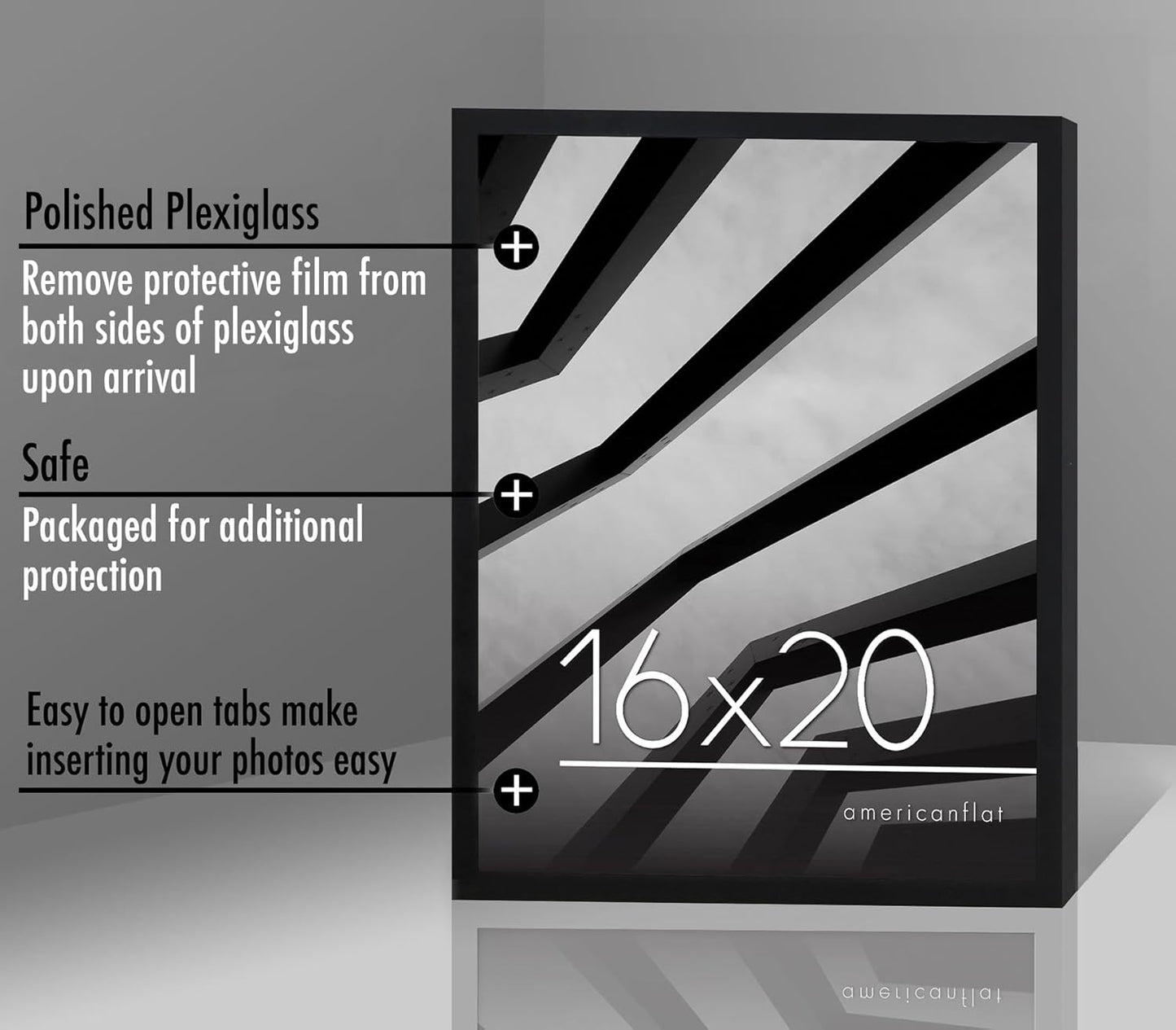 Americanflat 24x36 Poster Frame with Polished Plexiglass - Streamline Collection - Thin Border Picture Frame for Wall Display - Hanging Hardware Included - Black - Colors D