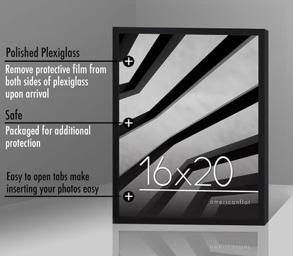 Americanflat 24x36 Poster Frame with Polished Plexiglass - Streamline Collection - Thin Border Picture Frame for Wall Display - Hanging Hardware Included - Black - Colors D