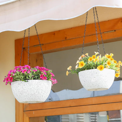 T4U Hanging Planters for Indoor Plants, 10 Inch Hanging Planter Outdoor 2 Pack, Hanging Basket with Drainage Holes, Hanging Plant Holder Indoor, Flower Pots, Plant Pots for Garden, Grey
