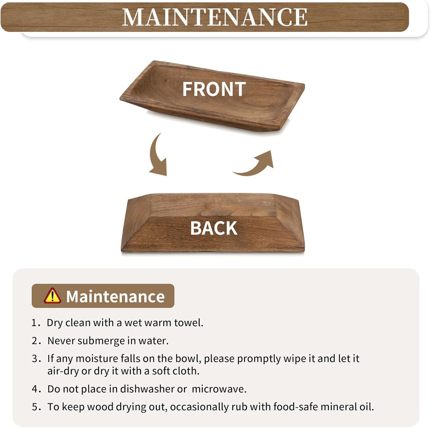 Hanobe Decorative Wooden Dough Bowl: Wood Bowl Decor for Entry Table Decor Coffee Table DecorDining Room Kitchen Decor, Brown