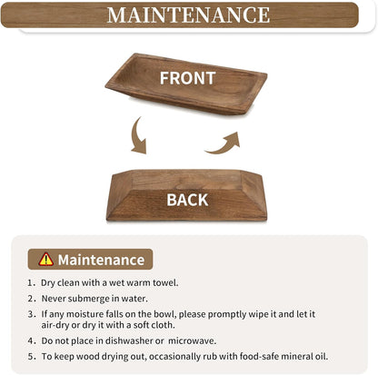 Hanobe Decorative Wooden Dough Bowl: Wood Bowl Decor for Entry Table Decor Coffee Table DecorDining Room Kitchen Decor, Brown