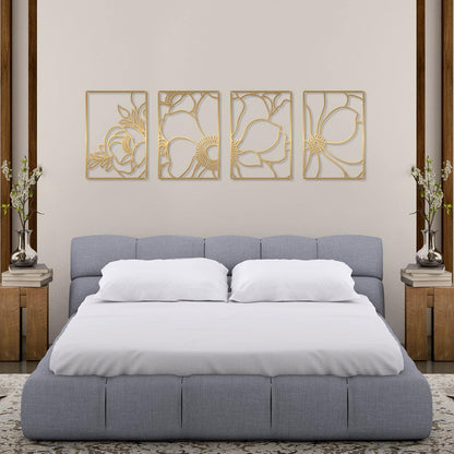 Glamativity 4 Pack Gold Wall Art Decor, Minimalist Single Line Real Metal Wall Art, Woman's Body Shape Abstract Wall Art (Gold Classic Style, 17 x 11.8'')