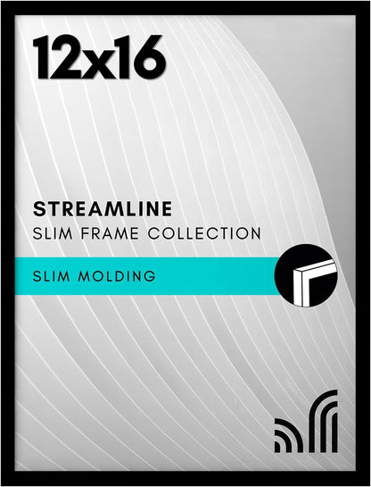 Americanflat 24x36 Poster Frame with Polished Plexiglass - Streamline Collection - Thin Border Picture Frame for Wall Display - Hanging Hardware Included - Black - Colors D