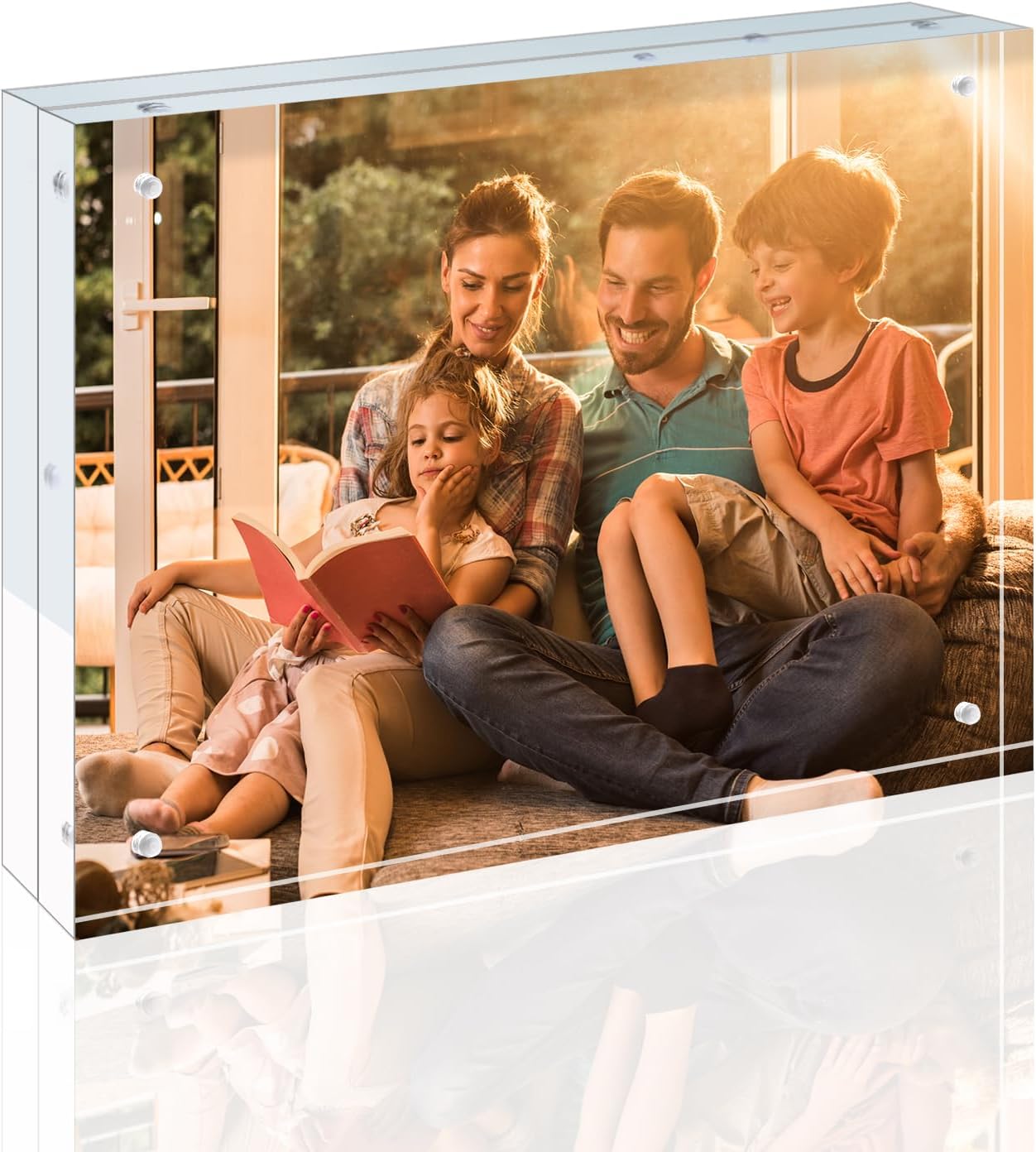 Egofine 4x6 Acrylic Frames 6 Pack, 20mm Thicker Frameless Clear Picture Frames, Double Sided Magnetic Picture Frames, Free Standing Desktop Display