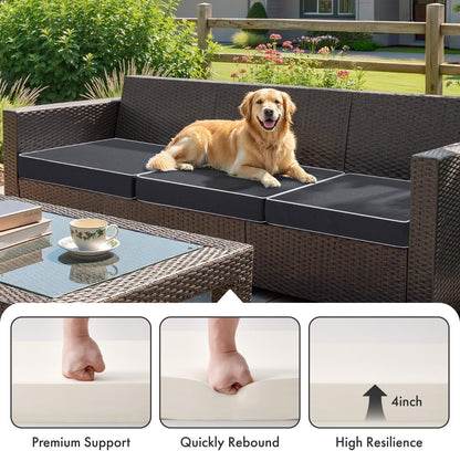 MIULEE Beige Outdoor Bench Cushion Set of 1, 48x18x3 Inch Waterproof Patio Seat Cushions for Swing and Outdoor Furniture Couch Sofa, 3 Year Color Fastness High Density Foam with Adjustable Ties