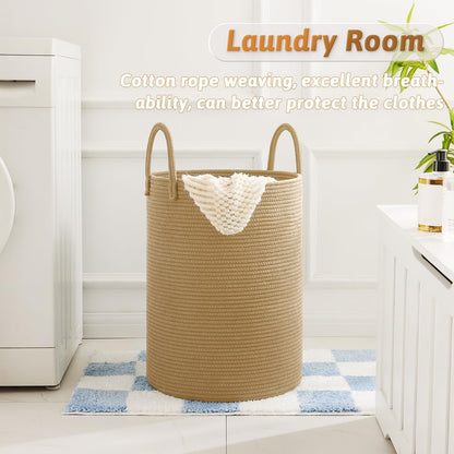 Artfeel Laundry Basket,Woven Cotton Rope Laundry Hamper,60L for Decor Storage of Dirty Clothes,Toys and Blankets in Bathroom,Baby Room and Living Room