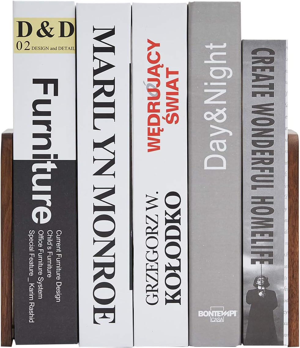Pandapark Wood,Non-Skid Bookend for Shelves,Heavy Duty,Book Stand for CDs,1 Pair