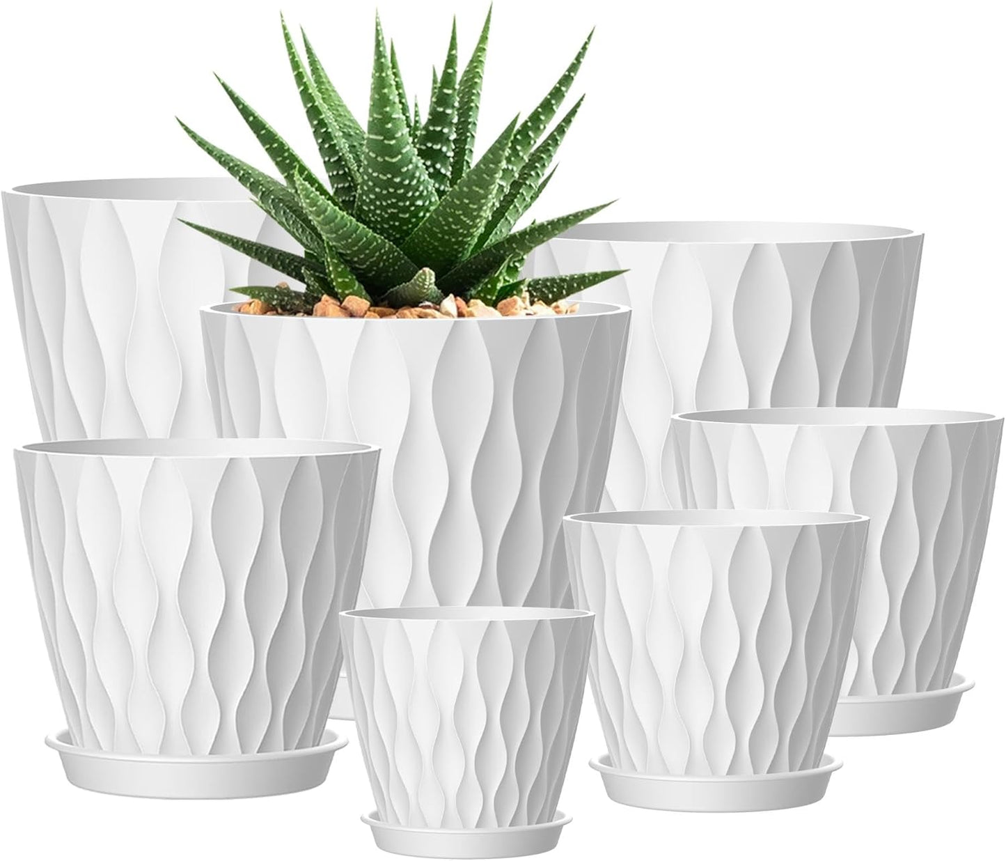 4 Inch Plant Pots, 6 Pack Indoor Flower Pots, Planters with Drainage Holes and Trays for Orchids, Violets, Succulents, Herbs, and Other Plants,Corolful
