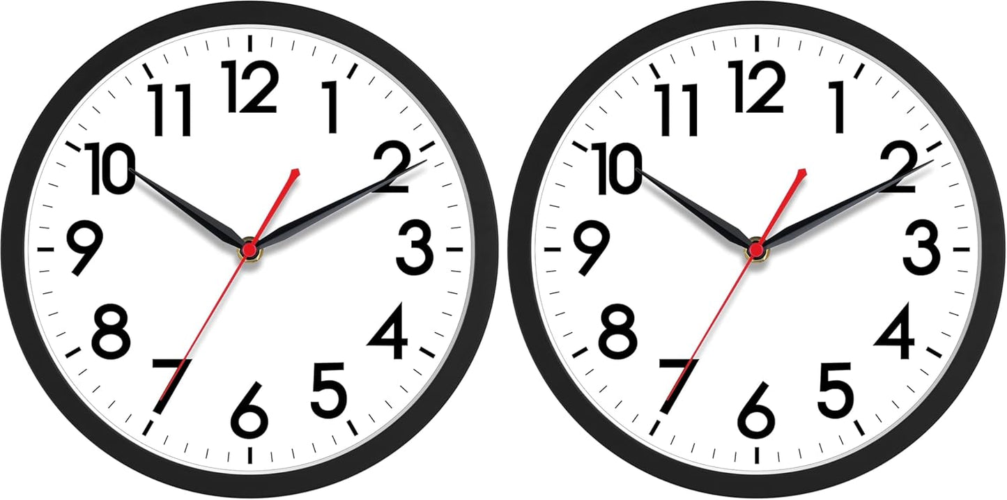 AKCISOT Wall Clock, Modern Small Wall Clocks Battery Operated 8 Inch, Silent Non-Ticking Analog Classic for Office, Home, Bathroom, Kitchen, Bedroom, School(Black)