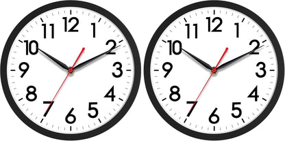AKCISOT Wall Clock, Modern Small Wall Clocks Battery Operated 8 Inch, Silent Non-Ticking Analog Classic for Office, Home, Bathroom, Kitchen, Bedroom, School(Black)