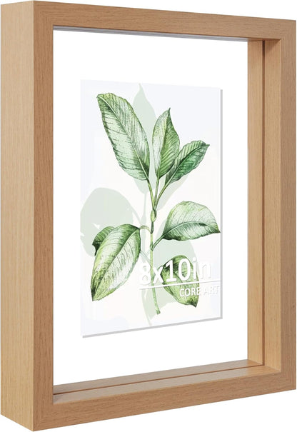 CORE ART 8x10 Floating Picture Frame,Double Plexglass Floating Frame for 5x7,4x6 Pictures,Wall or Tabletop Display,Black