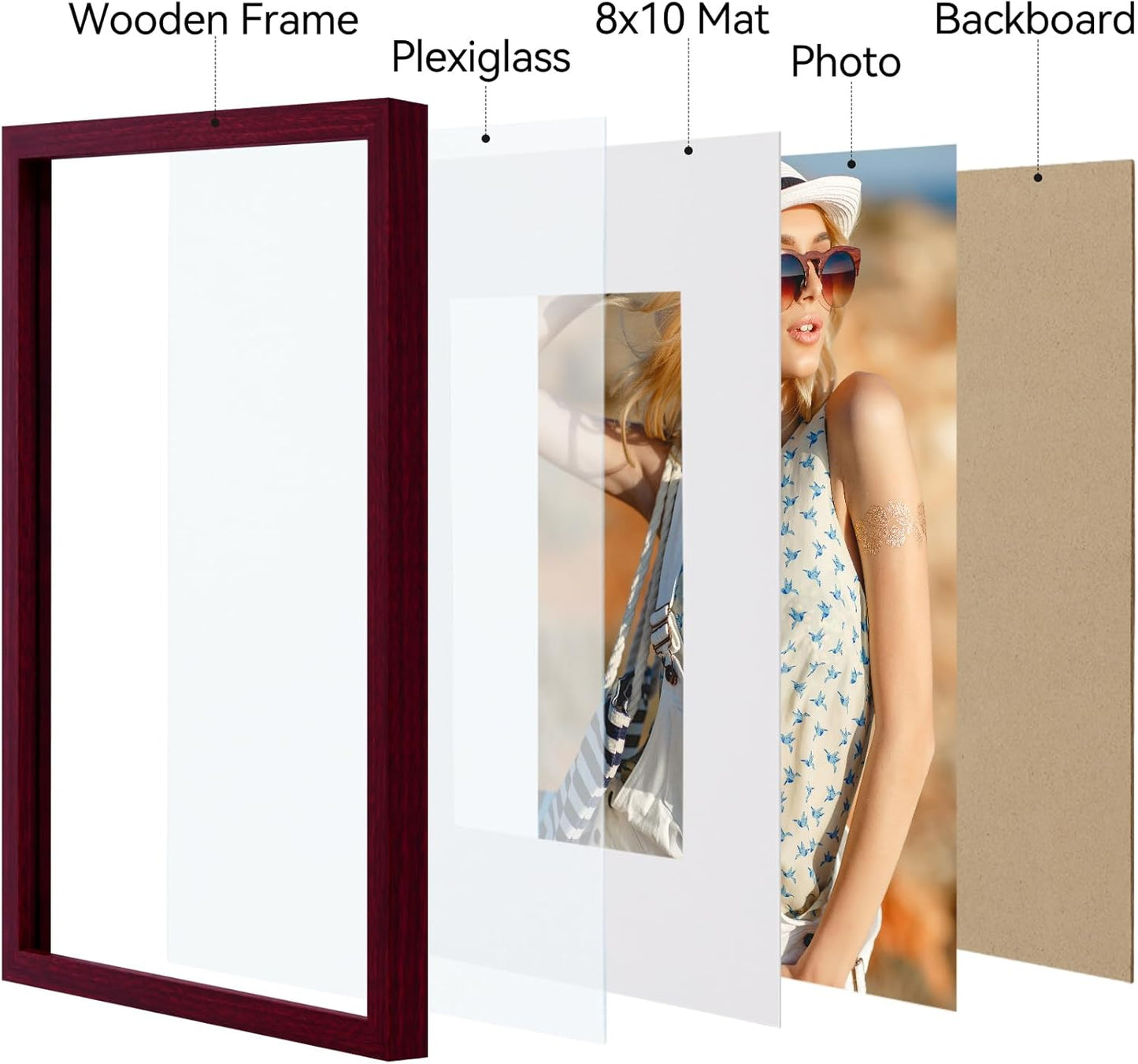 Vittanly 11x14 Picture Frame, Display Pictures 8x10 with Mat or 11x14 without Mat, Photo Frame for Wall Mounting, Black, 1 Pack - Colors B