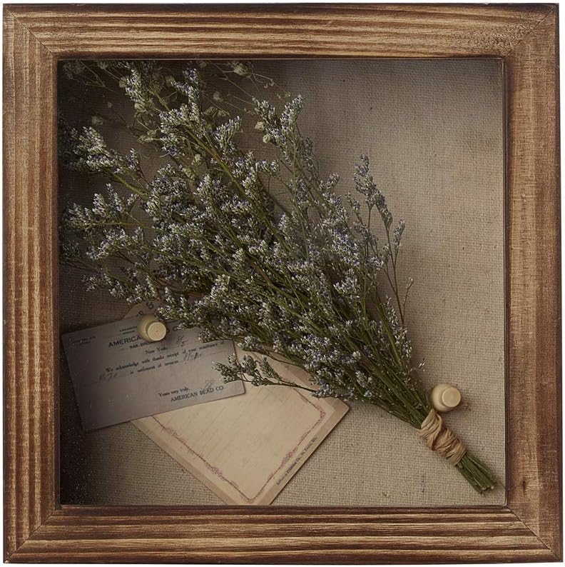 Freezing point Shadow Box Frame 8x8 Shadow Boxes Display Case with Linen Back Memorabilia Awards Medals Bouquet Photos Picture Badge Wedding Memory Box for Keepsakes Carbonized Small Pin Board
