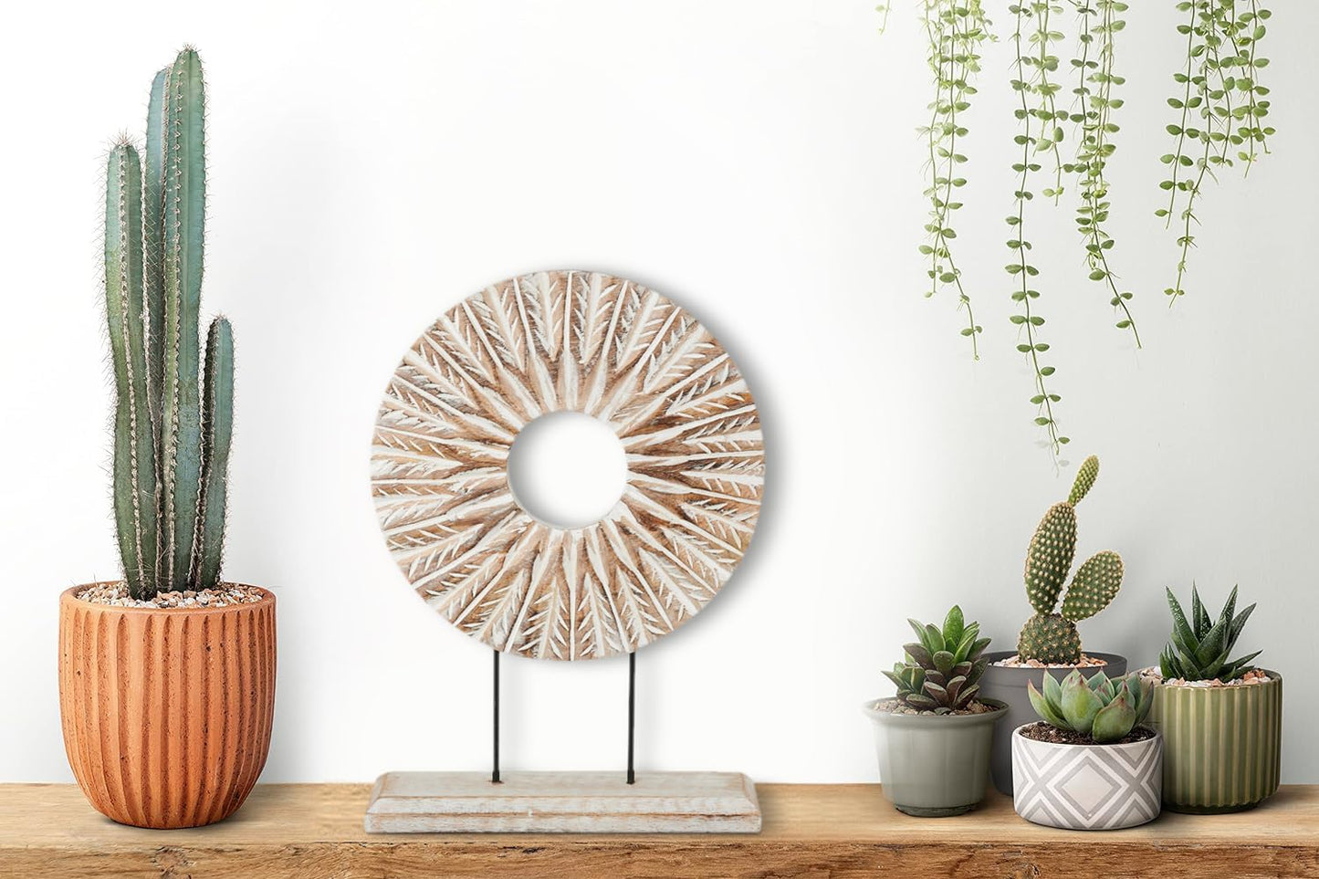 Housewarming Gifts Farmhouse Table Sculpture Home Decor Statue Mandala Carved for Modern Home 10" x 14", Living Room, Fireplace Mantel Shelf, Table and Entryway Decor Stand (Design 1)