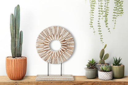 Housewarming Gifts Farmhouse Table Sculpture Home Decor Statue Mandala Carved for Modern Home 10" x 14", Living Room, Fireplace Mantel Shelf, Table and Entryway Decor Stand (Design 1)