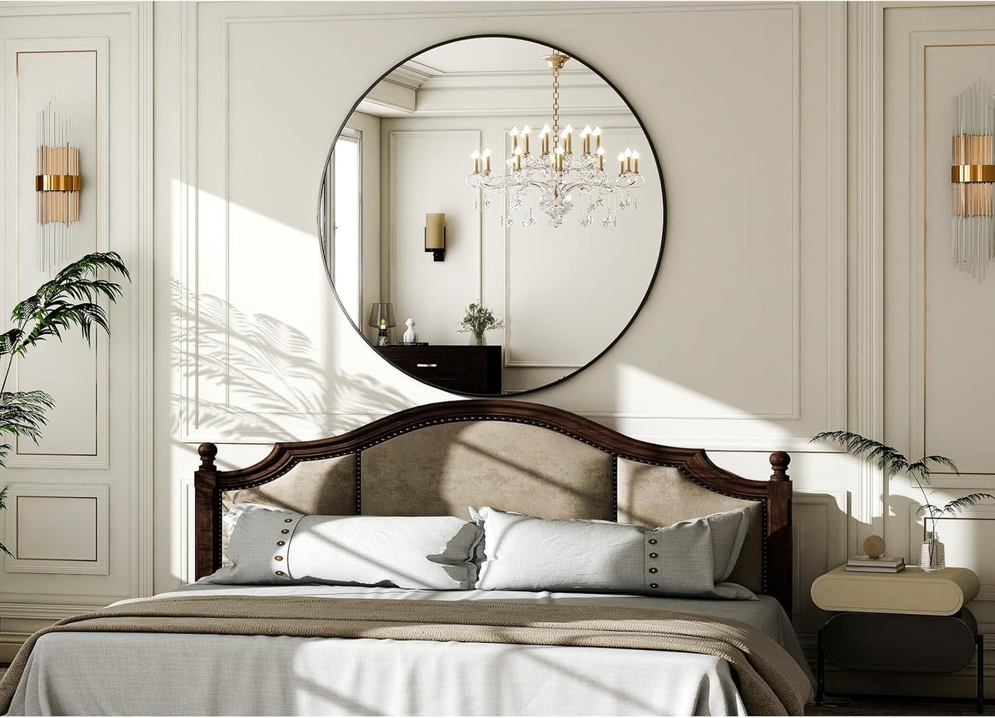 HARRITPURE Round Mirror 30 Black Wall Mounted Circle Mirrors Vanity Mirror with Brushed Aluminum Alloy Frame Modern Decoration for Bathroom, Living Room, Vanity, Bedroom, Entryway