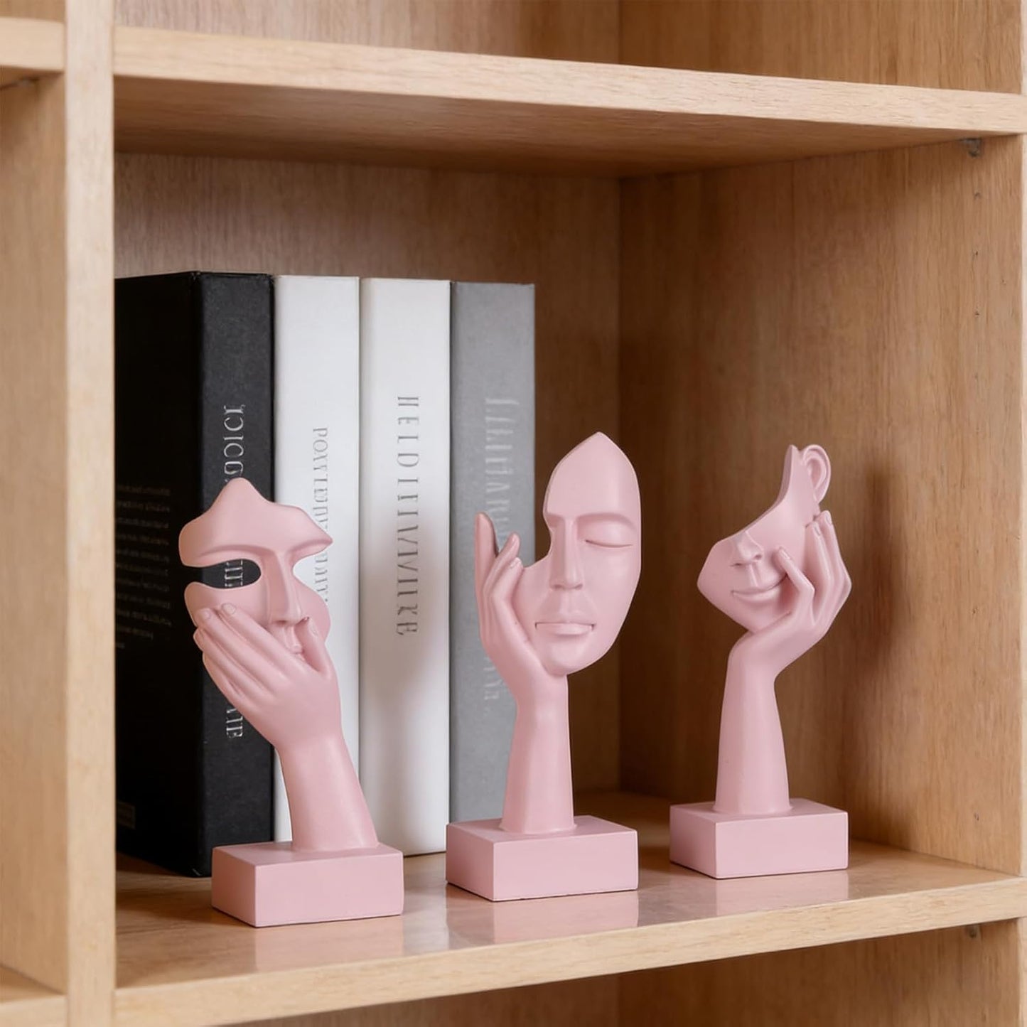 3 Pcs Thinker Small Statue Set - Black Gold Home Decor Abstract Art Figurines for Shelves, Living Room Coffee Table, Office Desktop (3 Pcs Gold, 6")