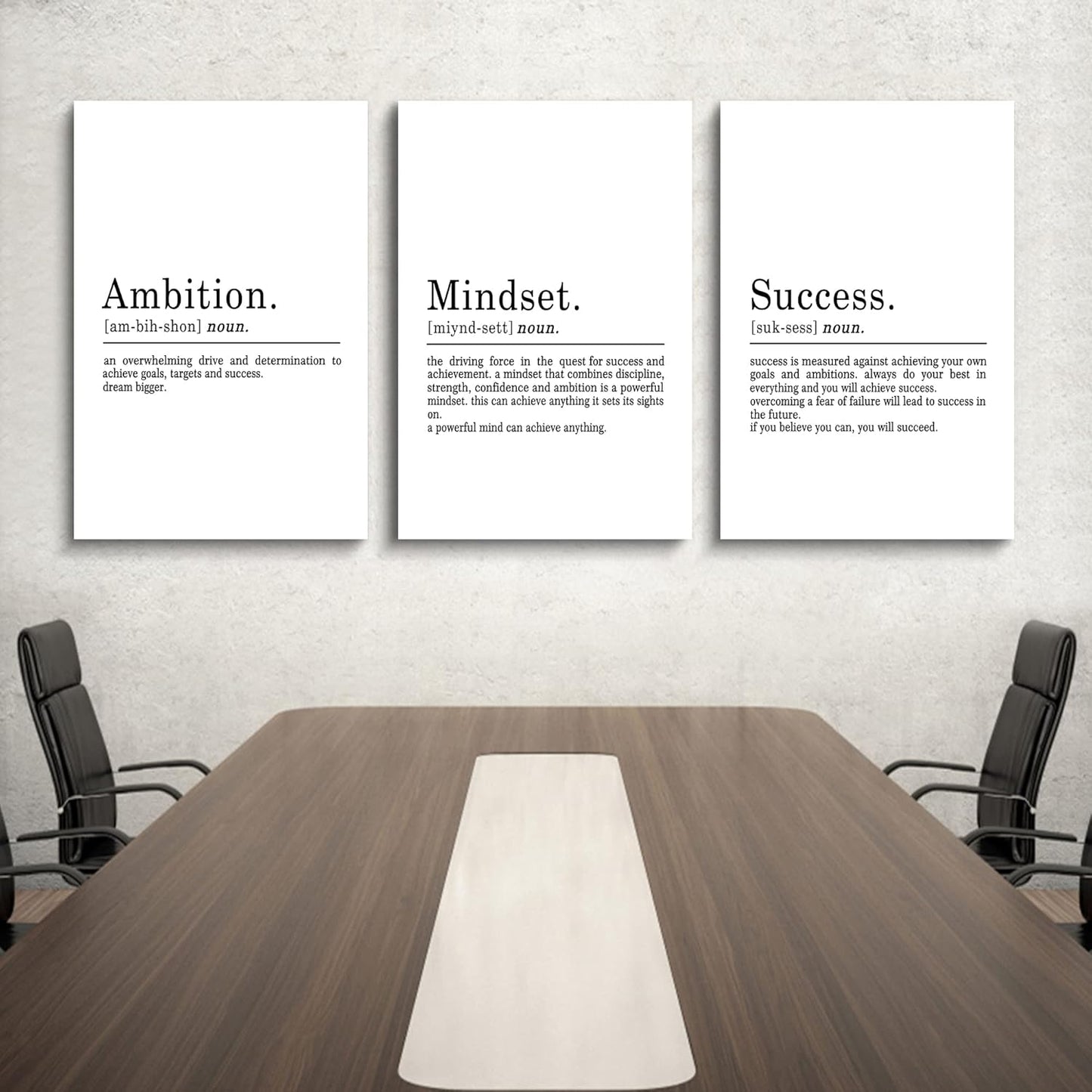 Inspirational Canvas Painting Wall Art -EPHANY ART,Mindset Quotes Prints, Success Framed Entrepreneur Poster Positive Quotes Wall Poster for Home Office Workplace (M-3pcs,12x16inchx3pcs)