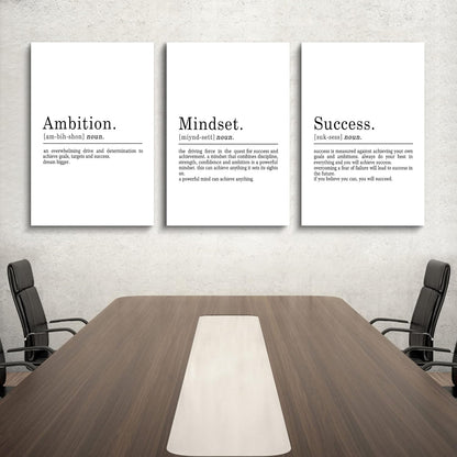 Inspirational Canvas Painting Wall Art -EPHANY ART,Mindset Quotes Prints, Success Framed Entrepreneur Poster Positive Quotes Wall Poster for Home Office Workplace (M-3pcs,12x16inchx3pcs)