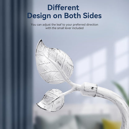 HIKMLK Leaf Shaped Curtain Tieback Holdbacks 2pcs, Handmade Metal Curtain Side Holders for Wall, Curtain Hook Pull Backs for Drapes Window Decoration