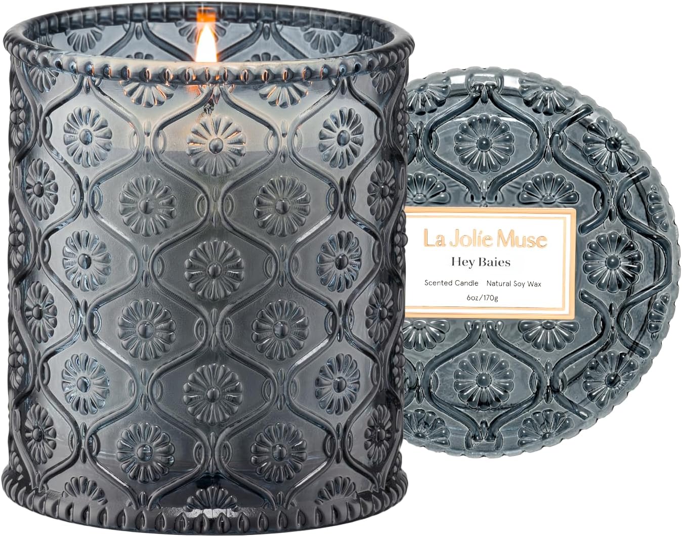 LA JOLIE MUSE Santal Rose Scented Candle – Saffron, Rose & Leather | 6 oz Natural Soy Wax | 40 Hours Clean Burn | Self Care Gifts for Women | Elegant Home Decor