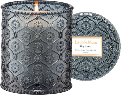 LA JOLIE MUSE Santal Rose Scented Candle – Saffron, Rose & Leather | 6 oz Natural Soy Wax | 40 Hours Clean Burn | Self Care Gifts for Women | Elegant Home Decor