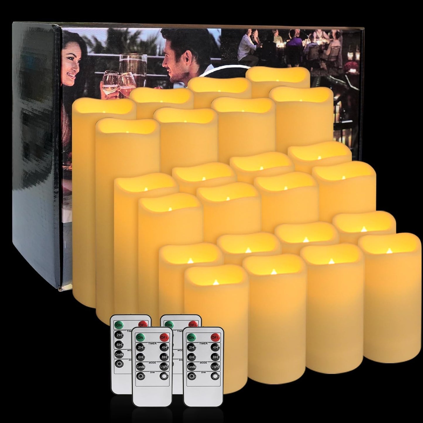48- Pack of 3 Sizes of LED Flameless Candles.This Candle is Suitable for café, Fancy Restaurant, Bookstore and Other Scenes to Create a Relaxing and Romantic Atmosphere.
