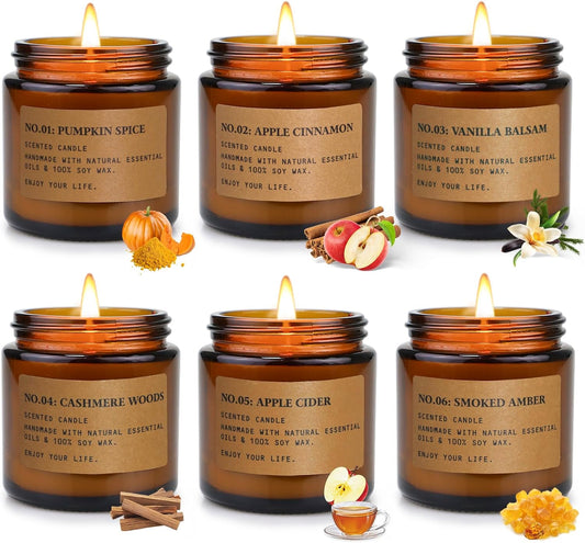 6-Pack Scented Candles for Home, 3.5 Oz Soy Wax Candles Gift Set with Lavender Chamomile & Eucalyptus Mint for Brithday Gifts Women, Mothers Day